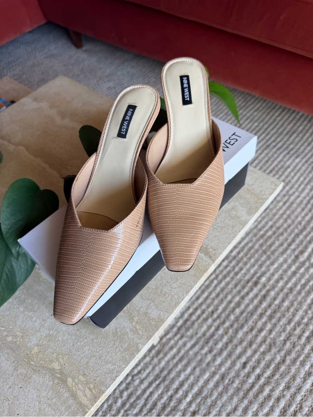 Nine West Women's Camenla Tan Slip-On Pointed-Toe Mules - Picture 2 of 10